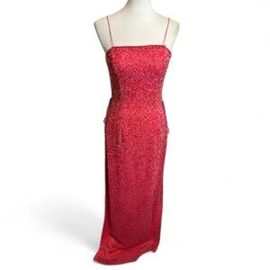 Scala Pink Beaded Silk Gown Size M Barbiecore Elegance with a Side of Sparkle